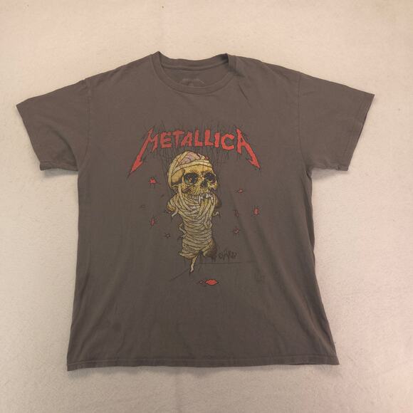 Metallica Band Crew Neck Graphic Short Sleeve T Shirt Mens Size Large L Gray - Picture 2 of 9